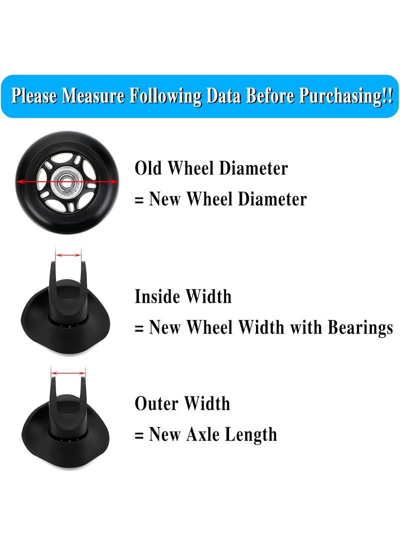 50mm x 18mm Set of 4 Luggage Suitcase Replacement Wheels, Rubber Swivel Caster Wheels Bearings Repair Kits (Black) - Image 4